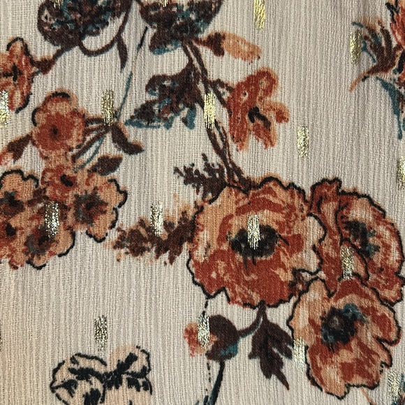 Boston Proper Floral Autumn Metallic Wrap Dress - Picture 7 of 14